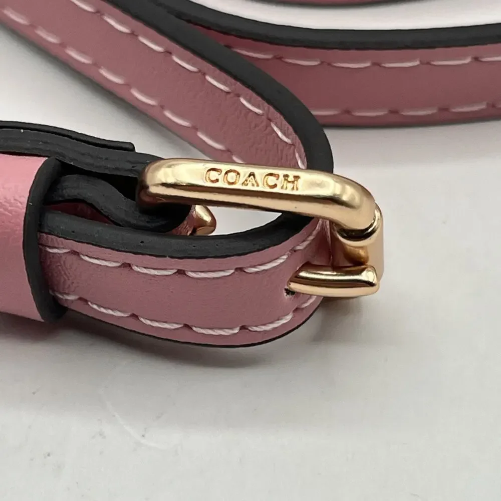 Coach Adjustable Leather Replacement Strap Pink Gold Tone Hardware Crossbody
